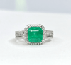 Asscher Cut Emerald Platinum and Diamond Ring