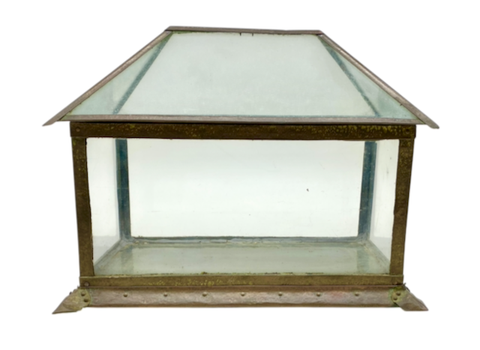 Antique Arts & Crafts Copper and Glass Terrarium