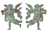 A Pair of Large Patinated Repoussé Copper Cupids