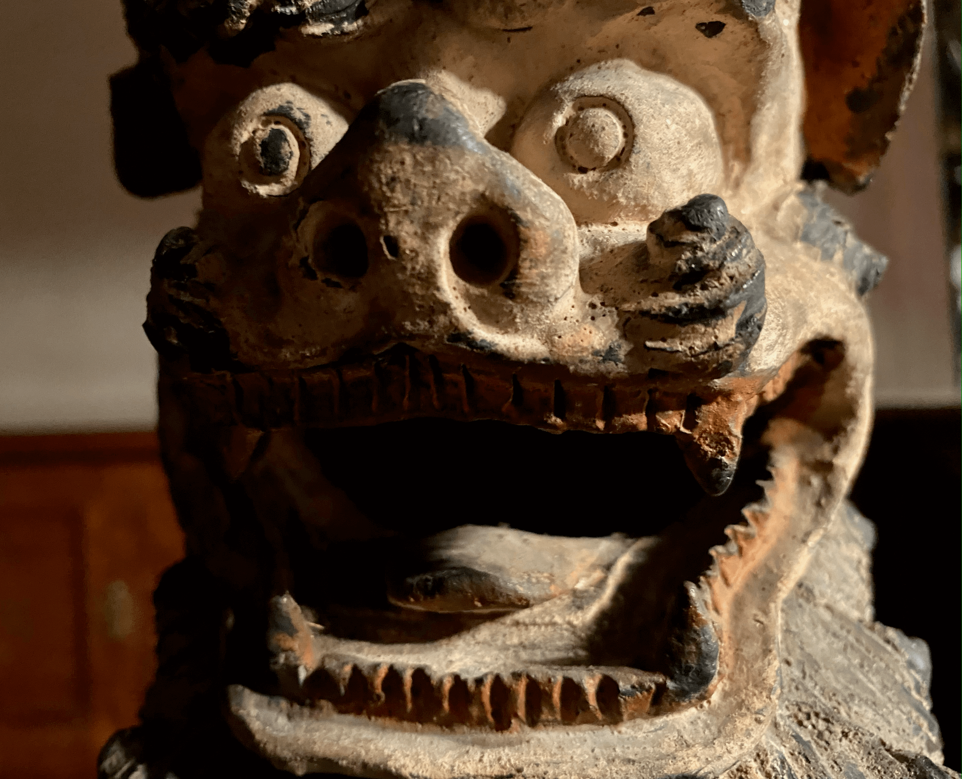 Japanese Polychrome Carved Wood Shishi Lion